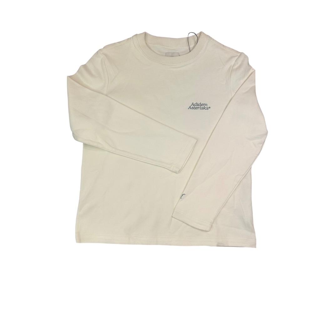 Adidem Asterisks Mens Small Long Sleeve Pique Shirt Cream Off-White Embroidered